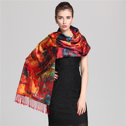 時(shí)尚高檔真絲印花披肩