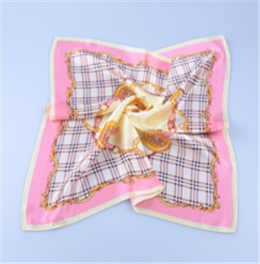 素縐緞印花方巾