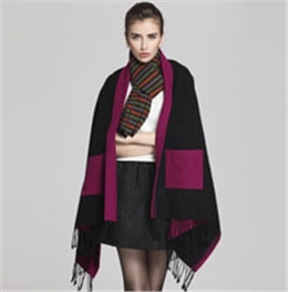 真絲拉絨口袋披肩