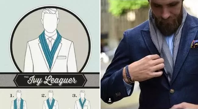 男士圍巾入衣式圍法