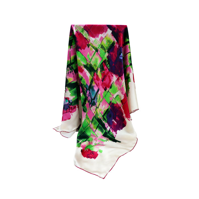 紅情綠意絲巾整體圖