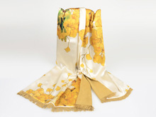 龍翔為禪心藝術(shù)定制山水花鳥真絲復合圍巾