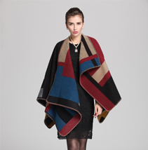 歐美格子羊毛披肩